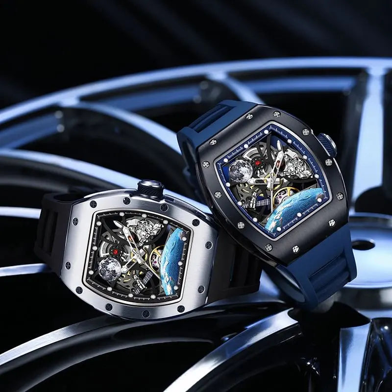 CHANCE JC-9-190G-14  Official Steel Shell Tourbillon Automatic Mechanical Watches Luxury Hollow Dial Mens Style Watches