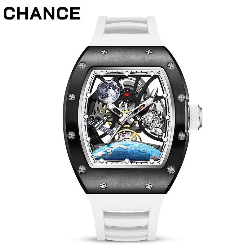 CHANCE JC-9-190G-14  Official Steel Shell Tourbillon Automatic Mechanical Watches Luxury Hollow Dial Mens Style Watches