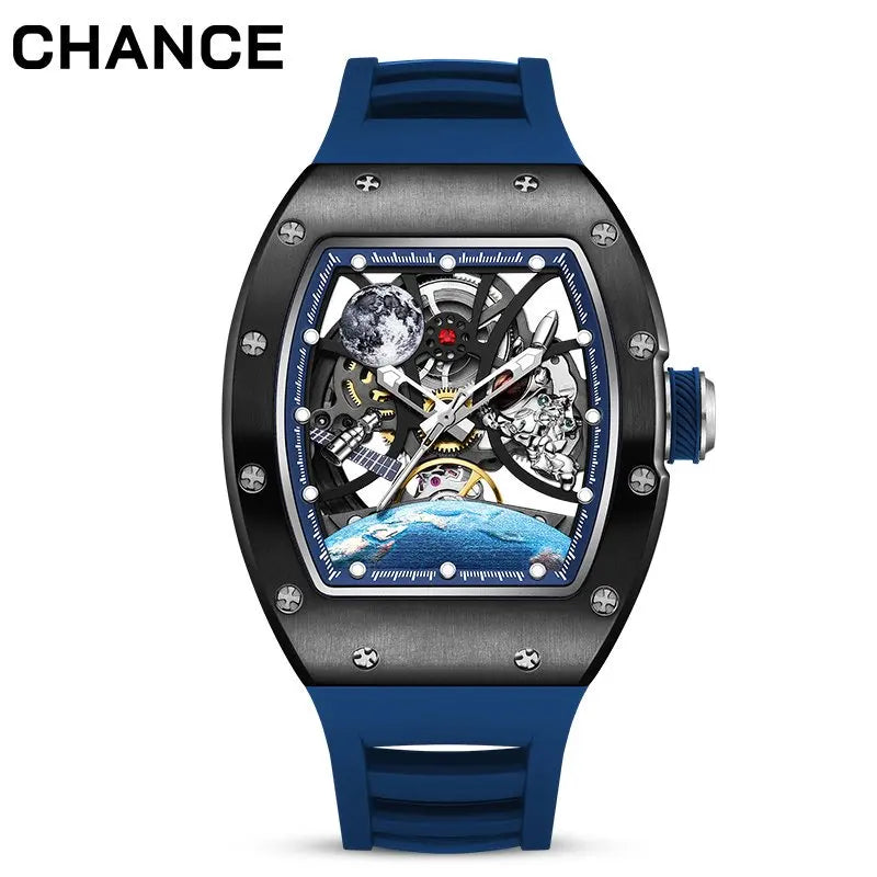 CHANCE JC-9-190G-14  Official Steel Shell Tourbillon Automatic Mechanical Watches Luxury Hollow Dial Mens Style Watches
